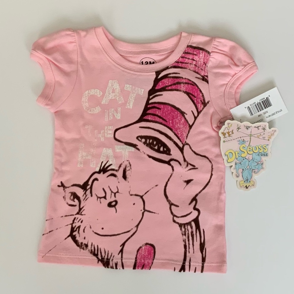 DR. SEUSS CAT IN THE HAT. PINK TOP 12M For Girls.